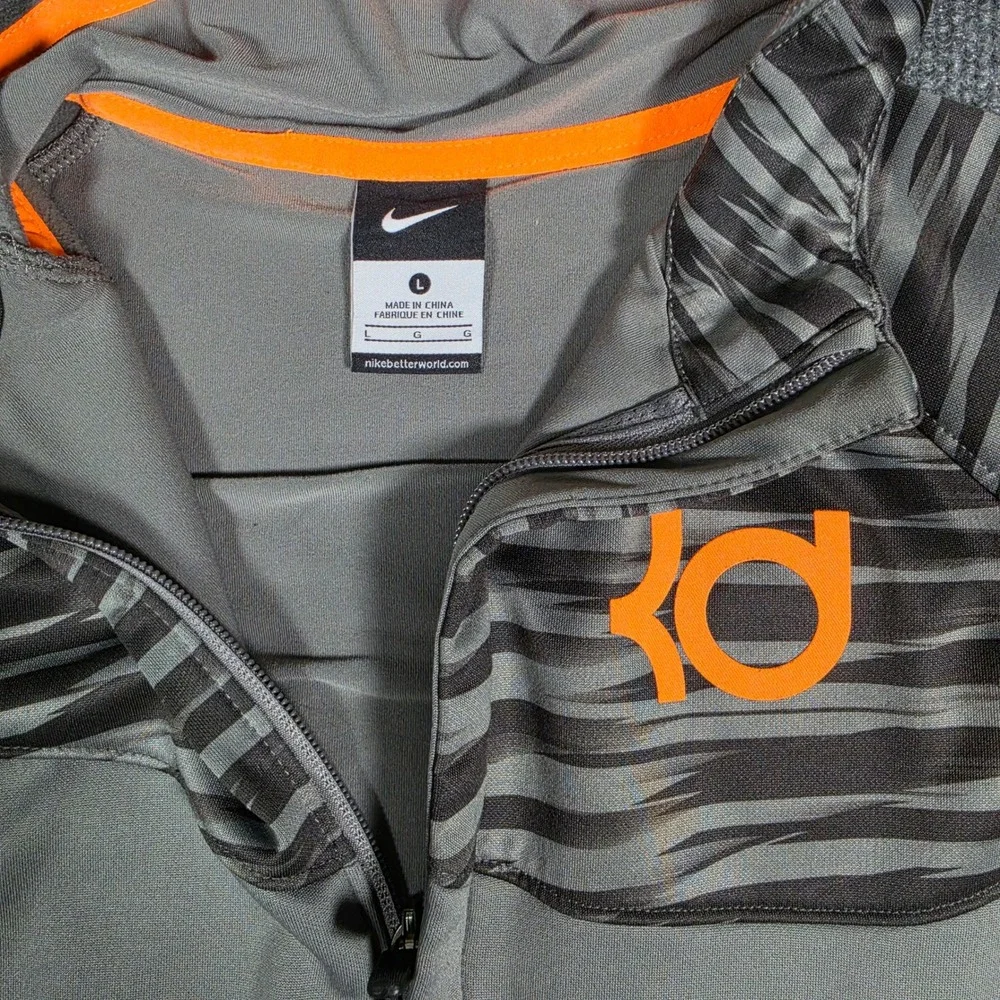 Nike Kids KD Kevin Durant Therma-FIT Full Zip Hoodie Grey Orange L 744273-037